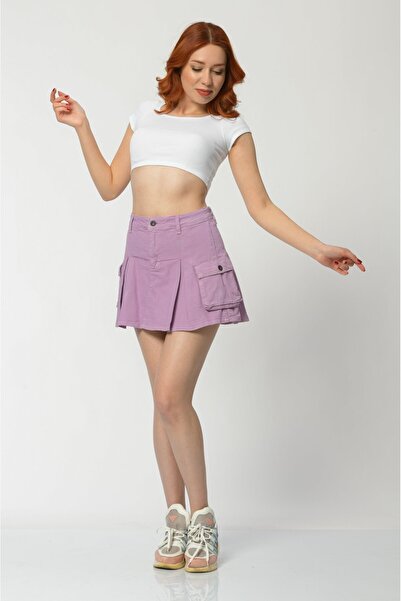 What's Up Whatsup Карго-мініспідниця з кишенями з деніму - Ліла