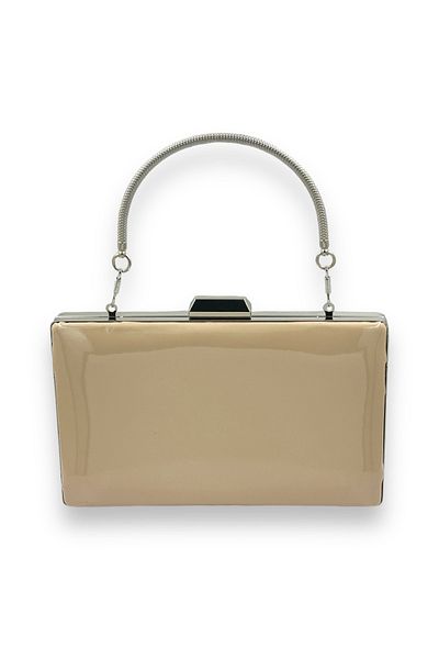 Biçanta Skin Nude Mirror Patent Leather Μεταλλική λαβή Βραδινό Τσάντα Βραδινή Τσάντα Henna Γάμος Αρραβώνας Πρόσκληση στο χορό