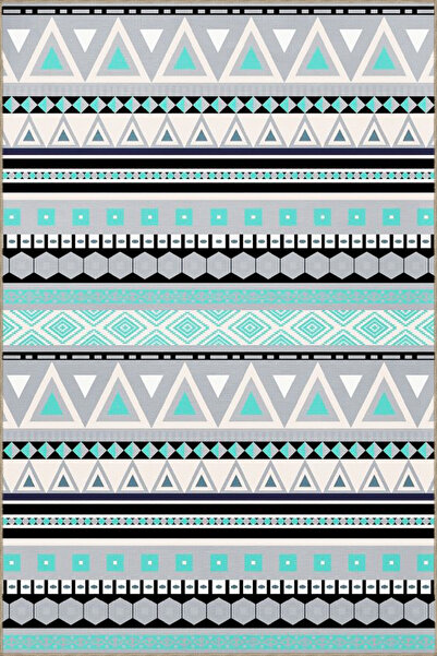Rugs Modern Halı Ανοιχτό μπλε τριγωνικό σχέδιο με διασταυρούμενες γραμμές, γε...