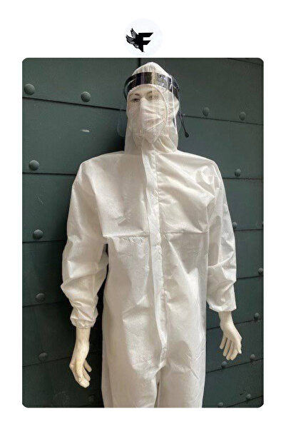 FİGANLAR 10 Pcs Disposable Laminated Hooded Protective Overalls -55 Gr