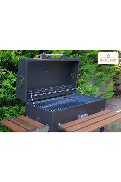 GRİMALDİ 075 Cm Profesyonel Barbekü Mangal Mat Elagan Gri(DÖKÜM IZGARA DAYANIKLI MANGAL KILIFI HEDİYE)