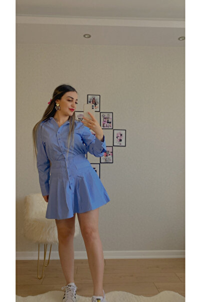 Flow Poplin Çizgili Elbise