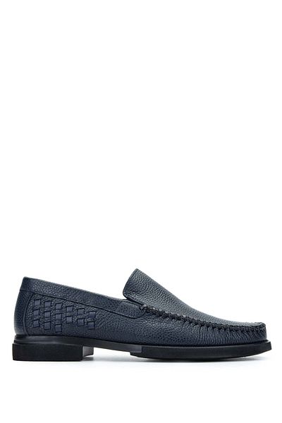 Tamer Tanca Men's Genuine Leather Navy Blue Loafers