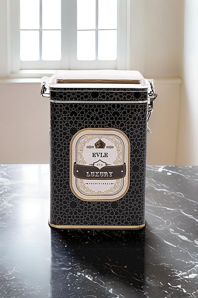 EVLE Er053-v2 Trellis Patterned Rectangular Metal Storage Container 8x10 Cm