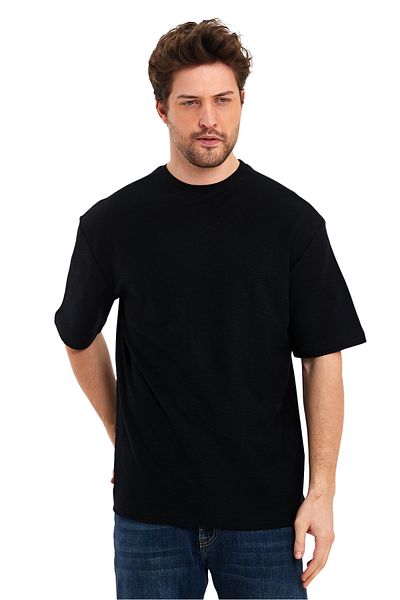 Adams Tricou supradimensionat pentru bărbați, cu mânecă scurtă, din țesătură jacquard
