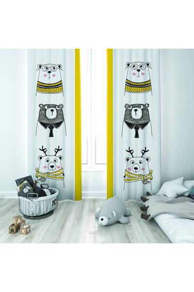 instababyrooms 65x260 см Цифровий друк Двостулкові Три ведмеді Дитяча кімната...
