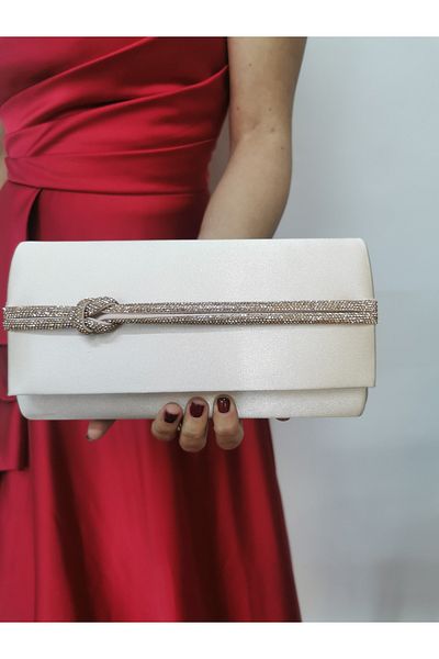 NAZART Γυναικείο γυμνό βραδινό φόρεμα με πέτρινο δέρμα Clutch Portfolio Chain Strap Hand Wedding Engagement Night Shoulder Bag