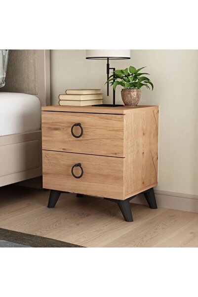 Evistro Komidin Çift Çekmeceli Atlantik Çam Lükens Ayaklı Kurulu