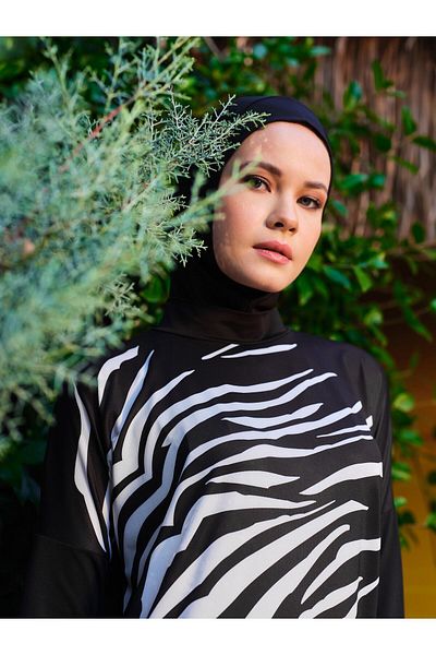 ALFASA Άνετο μαγιό Hijab με μοτίβο στο μπροστινό μέρος