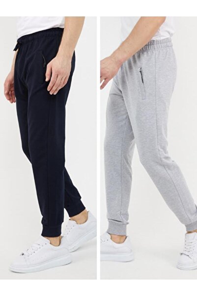 COMEOR Ανδρικές αθλητικές φόρμες σετ 2 - Navy & Grey, Ribbed Leg, Λεπτομέρεια...