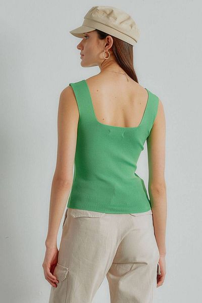 İLKCET MODA Γυναικείο πλεκτό αμάνικο Crop με τετράγωνο λαιμό