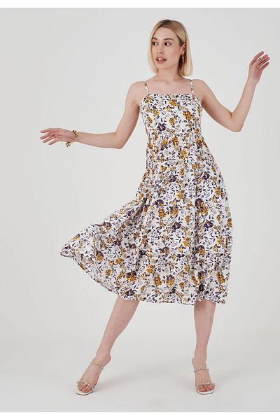 Herita Midikleid mit Blumenmuster und dünnen Trägern