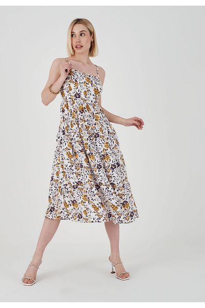 Herita Midikleid mit Blumenmuster und dünnen Trägern