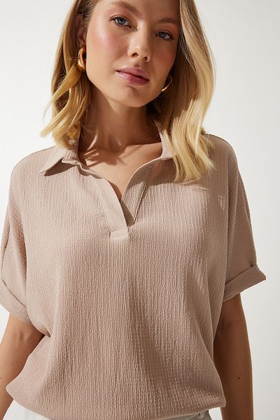 Happiness İstanbul Dámska pletená blúzka typu sušienky Polo Neck DD01299