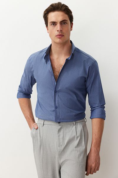 Trendyol Collection Синя лятна риза Slim Fit - TMNSS24GO00067