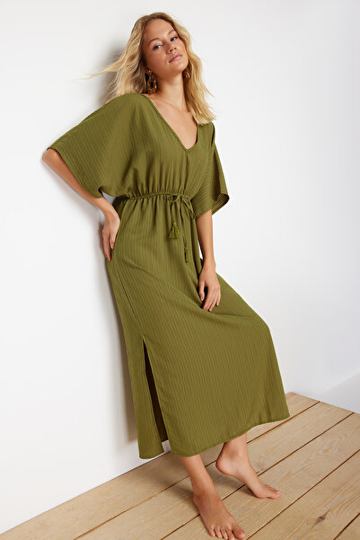 Trendyol Collection Khaki Maxi szőtt kötött strandruha TBESS24EL00084