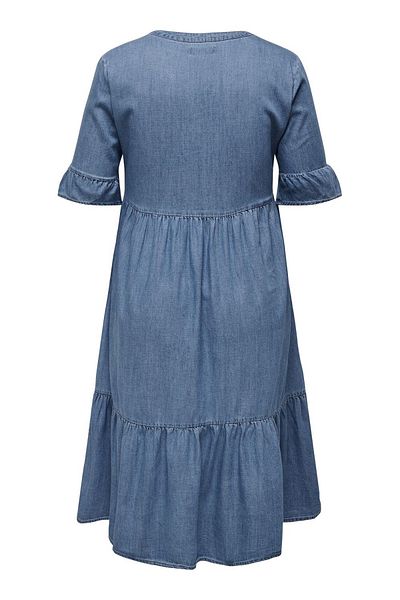 Only Carmakoma Jeanskleid Locker geschnitten V-Ausschnitt Glockenärmel Kurzes Kleid