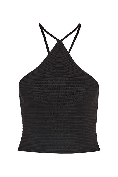 Noisy May NMVIBE S/L HALTERNECK CROP KNIT TOP