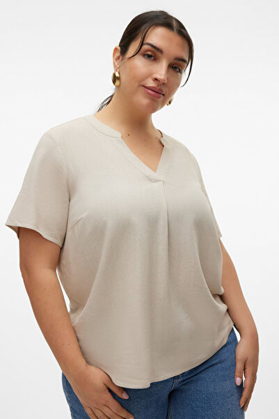 Veromoda Curve VMCMYMILO SS V-NECK TOP WVN GA CUR
