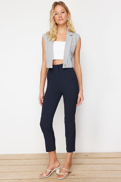 Trendyol Collection Poliviskon Fabric sötétkék cigarettanadrág - szőtt, TWOSS24PL00029