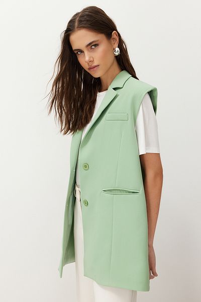 Trendyol Modest Mintgrüne gefütterte Weste mit Knopfverschluss - TCTSS23YL00022
