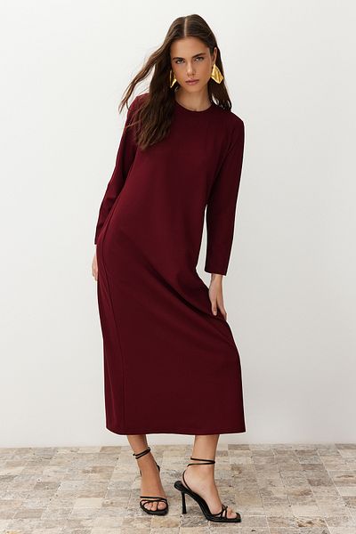 Trendyol Modest Φόρεμα Α σε γραμμή Plum Scuba Crepe - TCTSS23EB00003