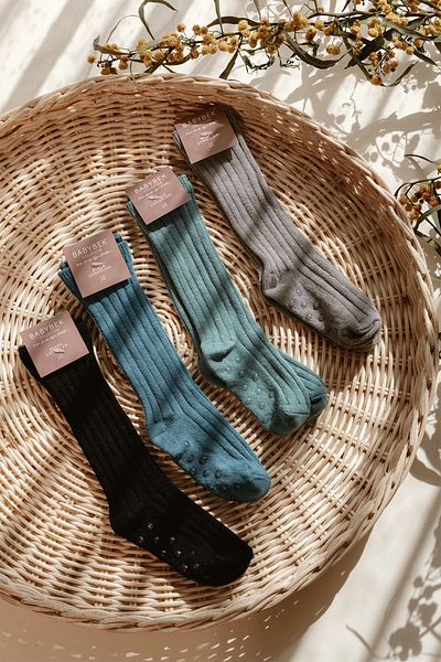 BABYBEK Knee Length Cotton Socks - Gray