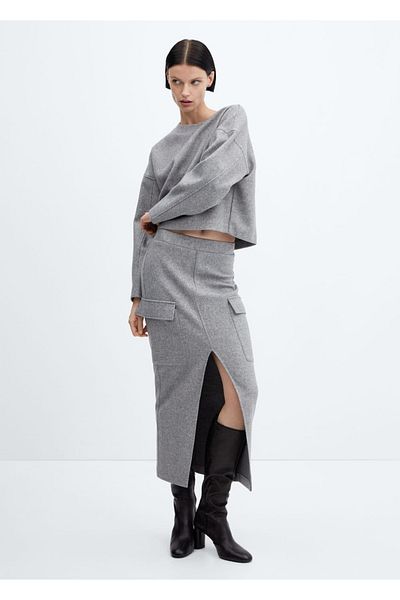 MANGO Woman Slit Cargo Skirt