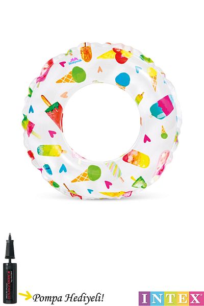 hediyecik Intex Kids Ice Cream Patterned Pool and Sea Set - 51 Cm, 3-6 Years