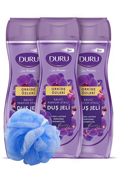Duru Orchid Shower Gel with Bath Loofah 3X450Ml