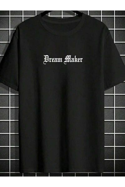 AFROGİYİM Unisex Dream Maker Μπροστινό πίσω εμπριμέ μπλουζάκι Oversize