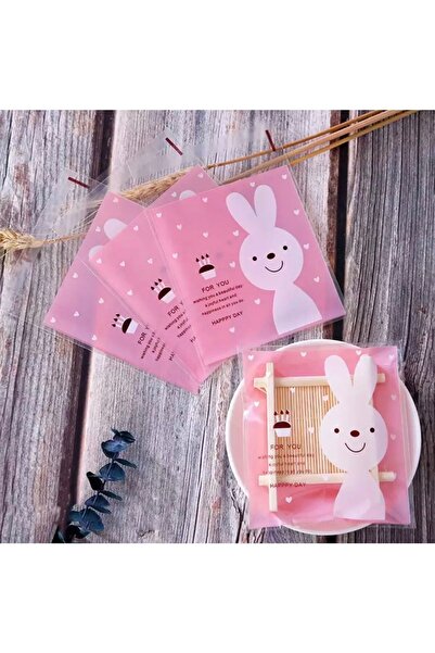 OZN TUHAFİYE Bantlı Şeffaf Desenli Poşet Opp 10x10 Cm 95 Adet