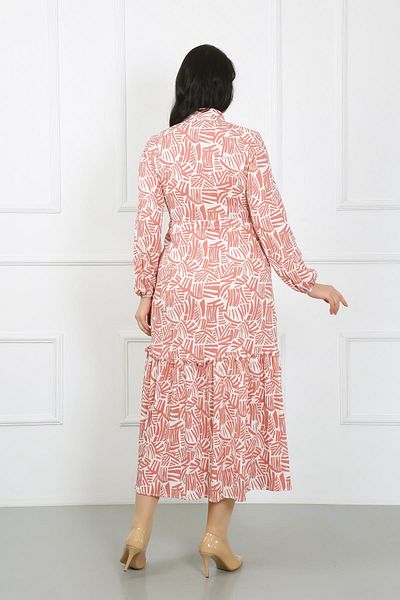 By Alba Collection Γυναικείο μακρυμάνικο πλεκτό φόρεμα με λαιμόκοψη σε ροζ φλας