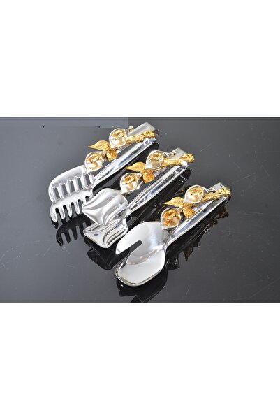 BULUTHOMEAKSESUAR مجموعة ملقط جالا مكونة من 3 قطع على شكل زهرة فضية