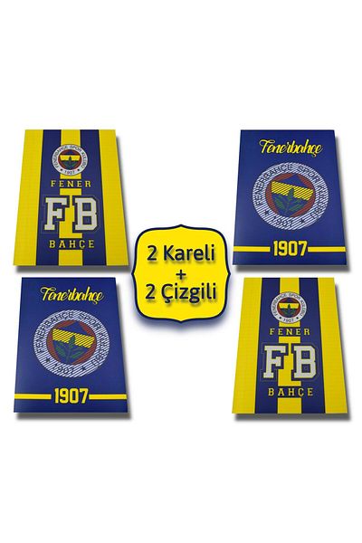 Fenerbahçe A4 60 Sheets Plastic Cover Stitched Notebook 2 Plaids + 2 Lines