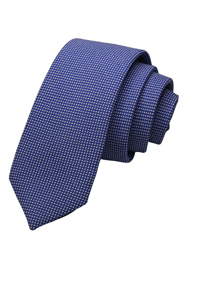 Elegante Cravatte Cravată și batistă de buzunar din țesătură de bumbac de culoare albastră