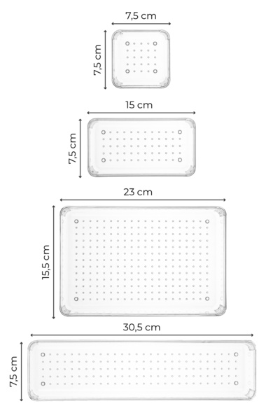 Vienev Set of 6 Clear Organizer - Drawer and Organizer, 1X(O.Dkdrtgn, D.Dkdrtgn) 2X(K.Square, K.Dkdrtgn)