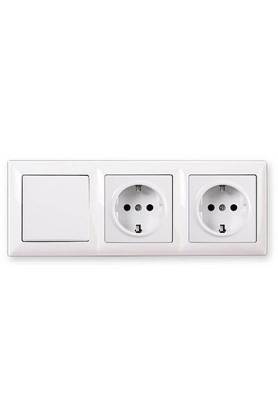 Günsan Visage White 3 Piece Set Switch, Grounded Socket and Grounded Socket Set