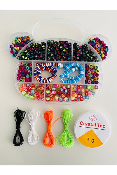 yağmur gökçe NO:140 - Mărgele cu litere în cutie și mărgele FIMO - Set pentru hobby de bijuterii