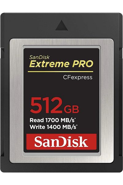 SanDisk بطاقة ذاكرة Extreme PRO CFexpress بسعة 512 جيجابايت SDCFE-512G-GN4NN بسرعة 1700 ميجابايت/ثانية من النوع B XQD 4K