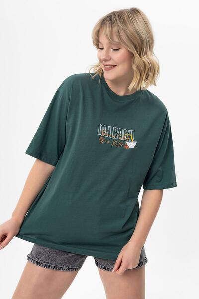 soi fashion تي شيرت كبير الحجم بتفاصيل طباعة الرسوم المتحركة الخلفية باللون ا...