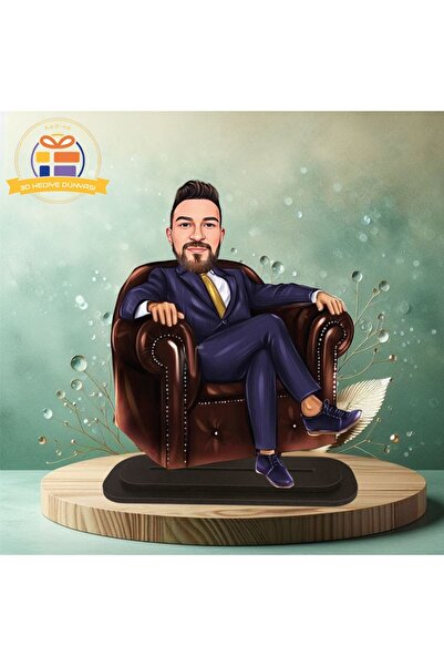 3D Hediye Dünyası iş adamı  Patron karikatürlü biblo hediye  3d masa üstü bib...