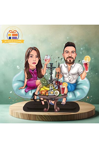 3D Hediye Dünyası Nargile karikatürlü biblo hediye  3d masa üstü biblo hediyesi