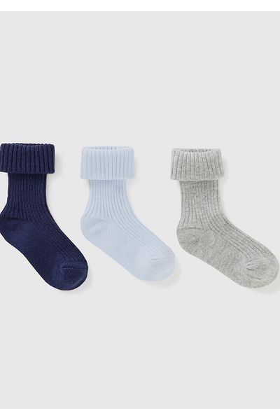 United Colors of Benetton Navy Blue Mix Baby Socks Set - 3-piece Mixed Color