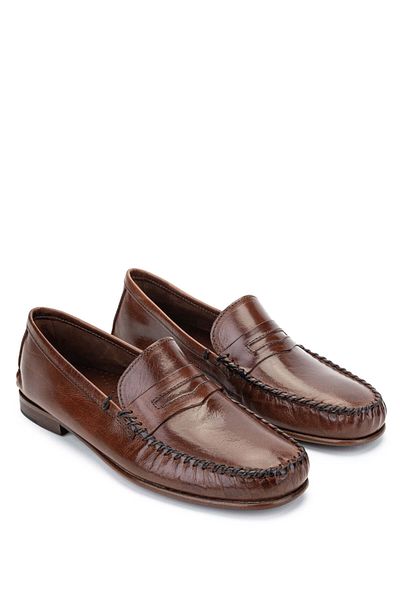 D LEPORI D.LEPORI Men's Genuine Leather Brown Loafer Shoes