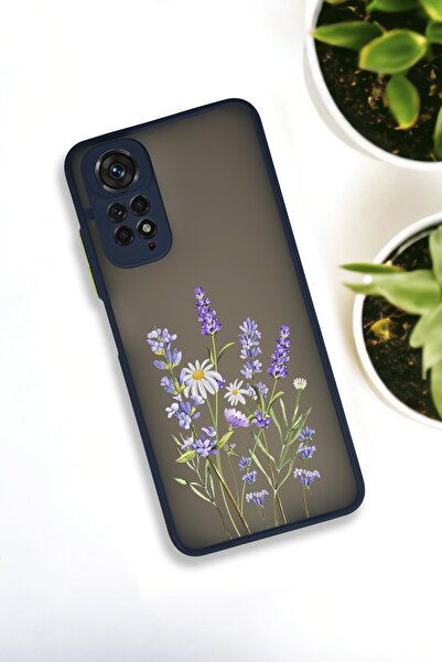 mooodcase Xiaomi Redmi Note 11 Uyumlu Lavender Desenli Buzlu Şeffaf Lüx Telef...