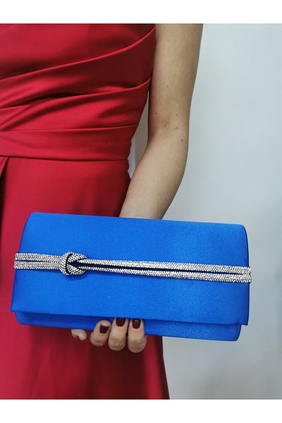 NAZART Γυναικείο βραδινό φόρεμα Stoned Saks Clutch Portfolio Chain Strap Hand Wedding Engagement Night Shoulder Bag