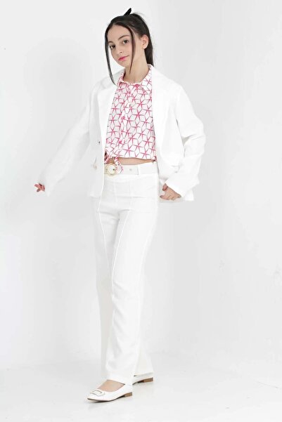 Wild Flower Set 3 piese pentru fete Set combinat Blazer Jachetă-Bluză-Pantaloni Eid Costume pentru ocazii speciale