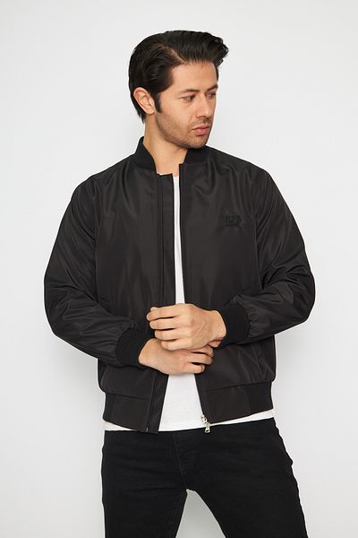 S&V TEKSTİL Men's Black Summer Seasonal Coat with Elastic Sleeves