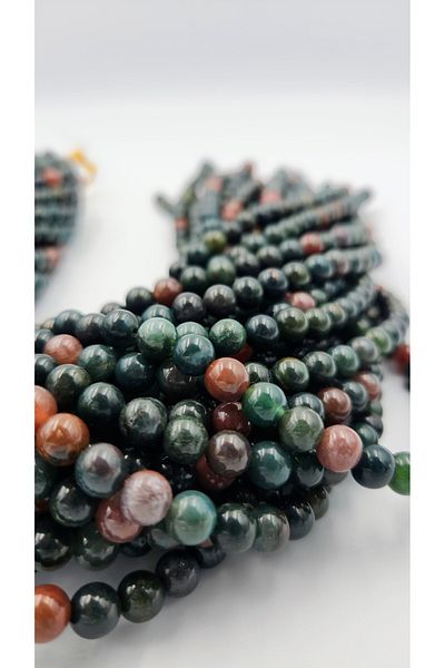 Yüksel Boncuk 6 mm Blood Stone Natural Stone String